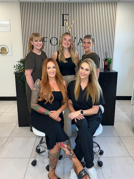 The Foxvar Clinic team — back row (L-R): Mandi, Molly, Charlotte; front row (L-R): Angelica, Rochelle
