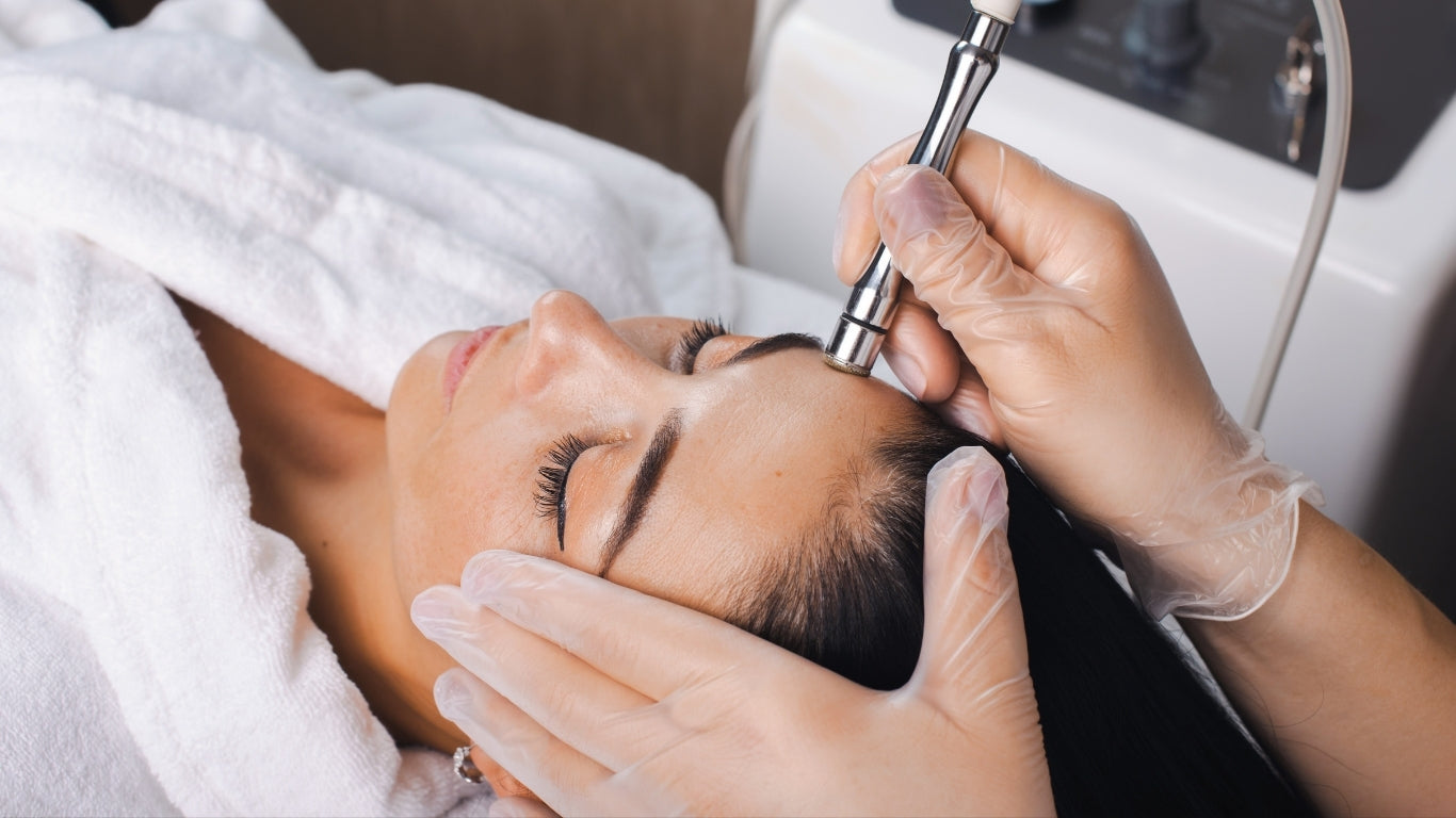 Client relaxing during a facial treatment at Foxvar Clinic, Newcastle